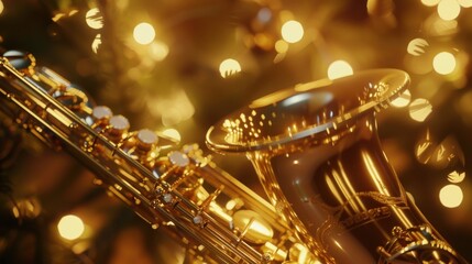 Fototapeta premium golden saxophone on black