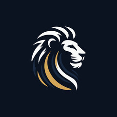 Naklejka premium lion head angry roaring logo vector silhouette, shows power and strenght Lion head shield logo icon. Royal gold crown badge symbol. Premium king animal sign. Vector illustration. Lion logo lion shield