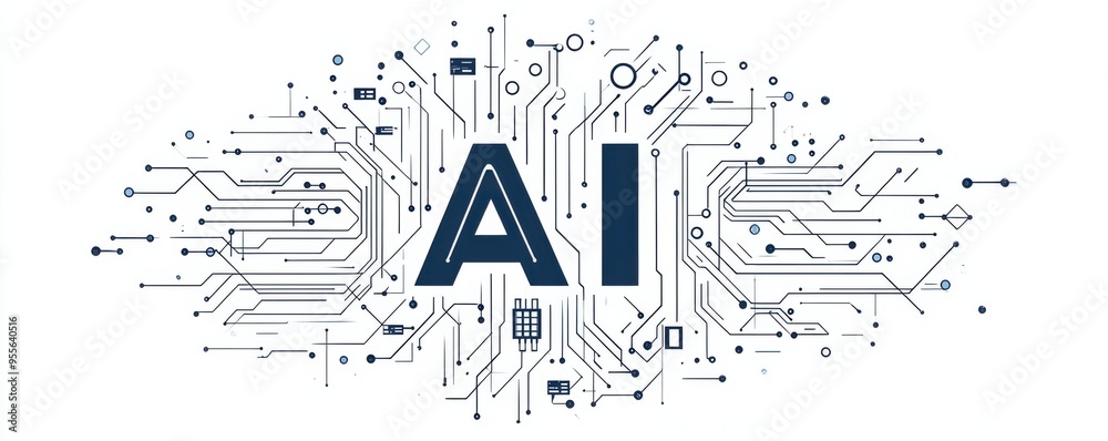 Poster ai technology concept with futuristic circuit design highlighting the integration of artificial inte