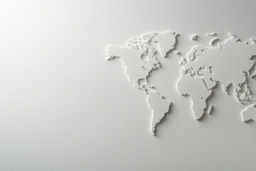 Minimalist 3D World Map on Neutral Background