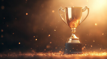 Golden Trophy in Glowing Spotlight