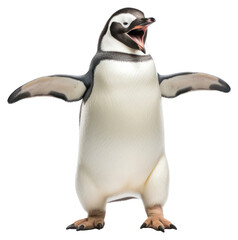 PNG Happy smiling dancing penguin animal bird white background.