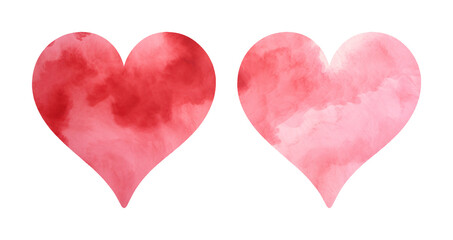 Obraz premium Two watercolor hearts, with a textured, smoky effect and soft edges