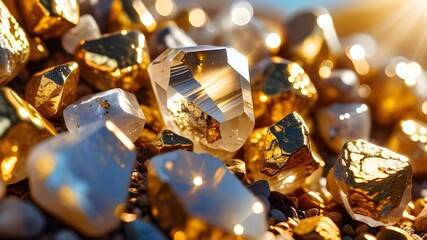 quartz crystals with golden highlights