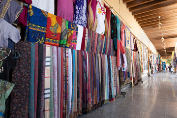 Dendera, Egypt - 20 January 2023: Traditional Souvenirs and Fabric Shops nearby Dendera Temple .