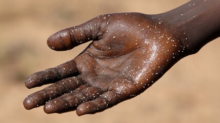 Fototapeta premium A closeup view of a hand showcasing water on its surface