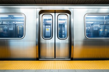 Urban Subway Train Door with Windows Visible. AI generated illustration