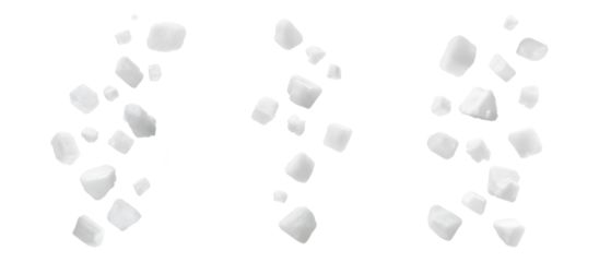Set of Falling sea salt, isolated on transparent background PNG