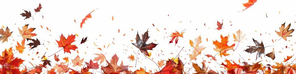 Obraz premium autumn leaves falling on white background.