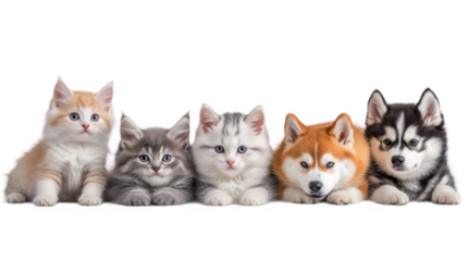 Cat and dog png isolated set in 3d transparent using for presentation.