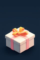 Obraz premium Gift box with yellow ribbon on dark background. 