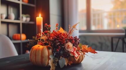 autumn bouquet on the table.