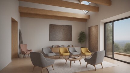 living room interior 3d rendering.