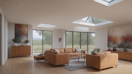 modern living room 3d illustration.