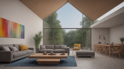 modern living room with big window
