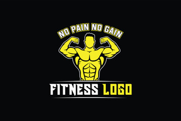 Fitness Logo With Bicep flex pose. Fitness Gym logo Vector.