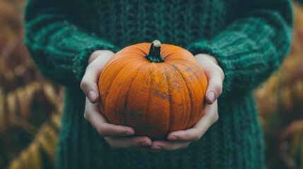 umpkin in hands.