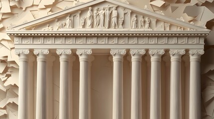 Naklejka premium 25. **Design a 3D paper cut of the Parthenon in Athens, showcasing its columns with ample space above for text.**