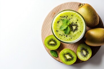 Kiwi Smoothie with Fresh Kiwi Slices