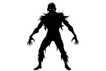 Zombie silhouette. Walking dead silhouette. Halloween flat vector Illustration for decorations