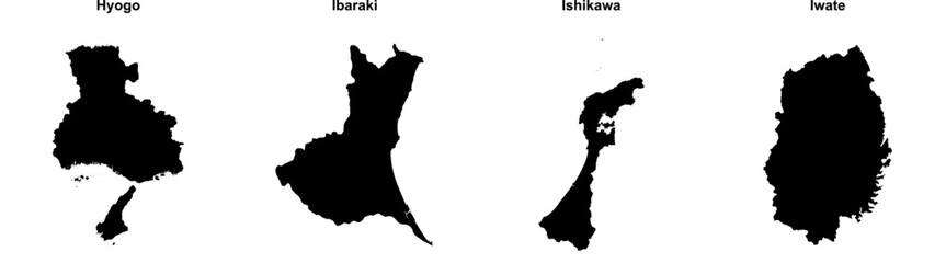 Hyogo, Ibaraki, Ishikawa, Iwate outline maps