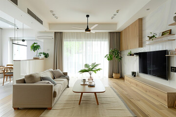 Fototapeta premium Minimalist showcasing streamlined, clutter-free home