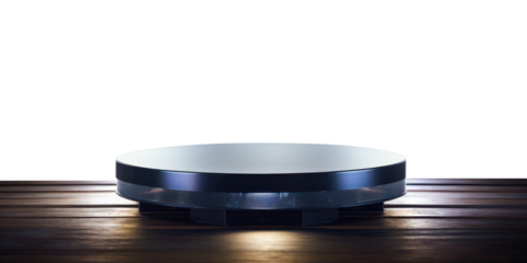 PNG Podium for a new product against the background of blurred lights of the night city architecture lighting table.