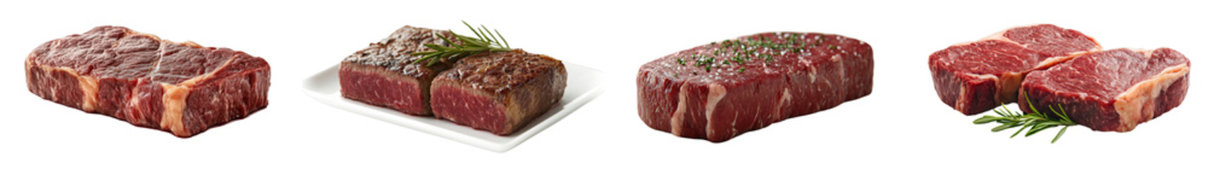 Sirloin steak isolated on a white background, showcasing its firm texture and rich, beefy flavor.