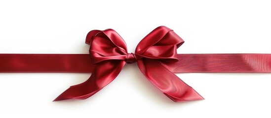 Bow Made Of Red Ribbon On White Background