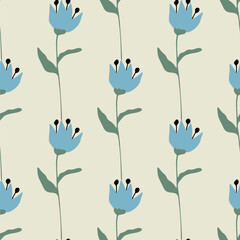 Floral seamless pattern. Cute summer background with flowers and leaves. Modern floral compositions. Fashion vector stock illustration for wallpaper, posters, card, fabric, textile