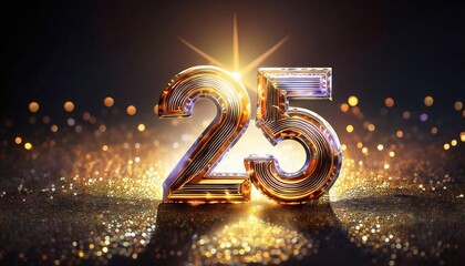 25th Anniversary Celebration Golden Number Sign