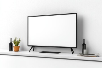 Fototapeta premium TV screen mockup on isolated background created with Generative AI