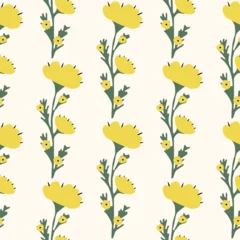 Gordijnen Floral seamless pattern. Cute summer background with flowers and leaves. Modern floral compositions. Fashion vector stock illustration for wallpaper, posters, card, fabric, textile © Anna Eshka