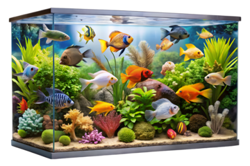 Beautiful aquarium isolated on transparent background