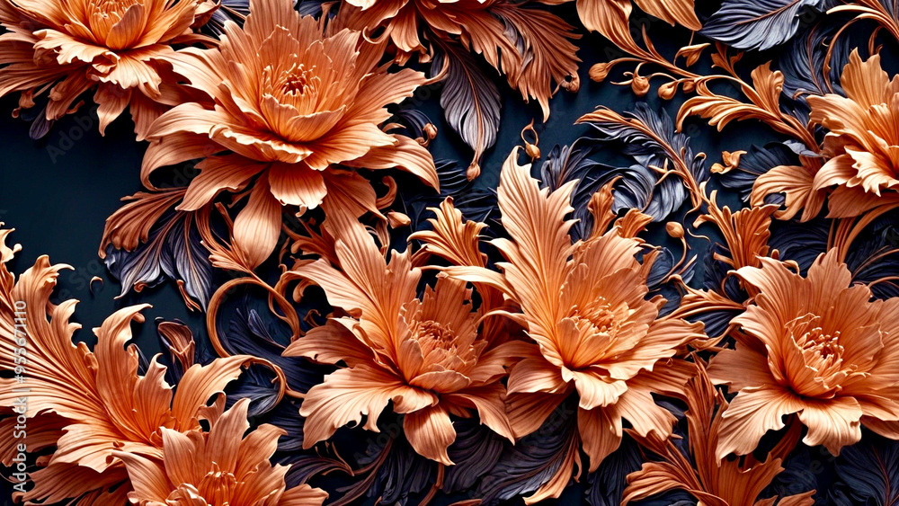 Poster orange flowers background