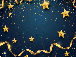 Fototapeta premium Christmas and New Year festive background.Golden Stars