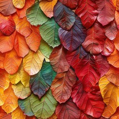Close-up of a small leaf wall in autumn, vibrant colors, intricate details, capturing the essence of the season's beauty.