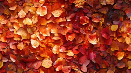 Dense wall of tiny autumn leaves, warm tones, soft lighting, capturing the essence of fall's beauty.