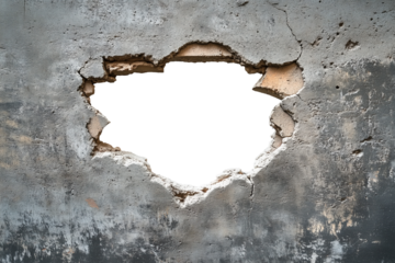 Hole in Concrete Wall: Transparent Cutout. Transparent Hole in a wall. Texture