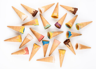Glazed ice cream cones isolated on a white background
