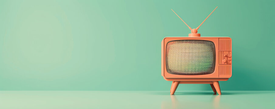 Vintage television set against a pastel green background, showcasing retro design and nostalgic charm in a contemporary setting.