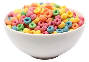 PNG Colorful cereal in white bowl