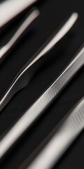Detailed 3D render closeup of surgical instruments sharp and clean stainless steel texture precise lighting grey and silver palette