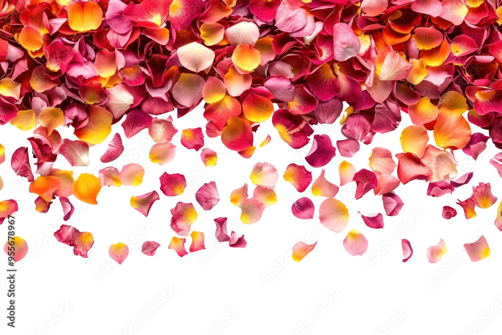 Poster PNG Vibrant scattered rose petals background