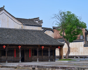 traditional chinese brick houses, hall and ground 