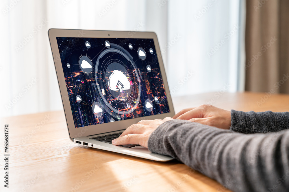Poster cloud computing software for modish remote work and personal data storage