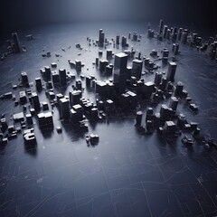 Obraz premium Buildings from abstract cubic on globe background