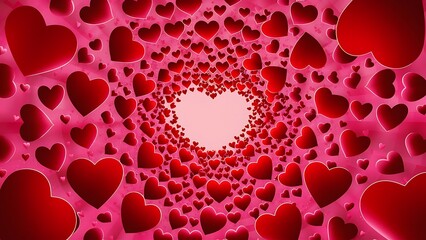 Love background red hearts on a pink background the concept