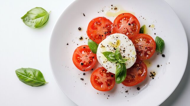 Caprese Salad on a White Plate