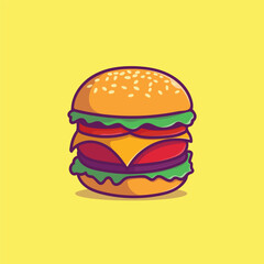 a burger Cartoon Vector Icon Illustration